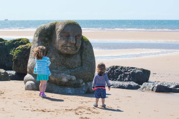 The Ogre statue on the beach in Cleveleys.