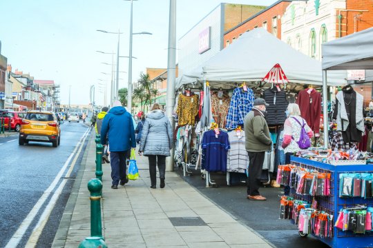 Market stalls down Cleveleys high street