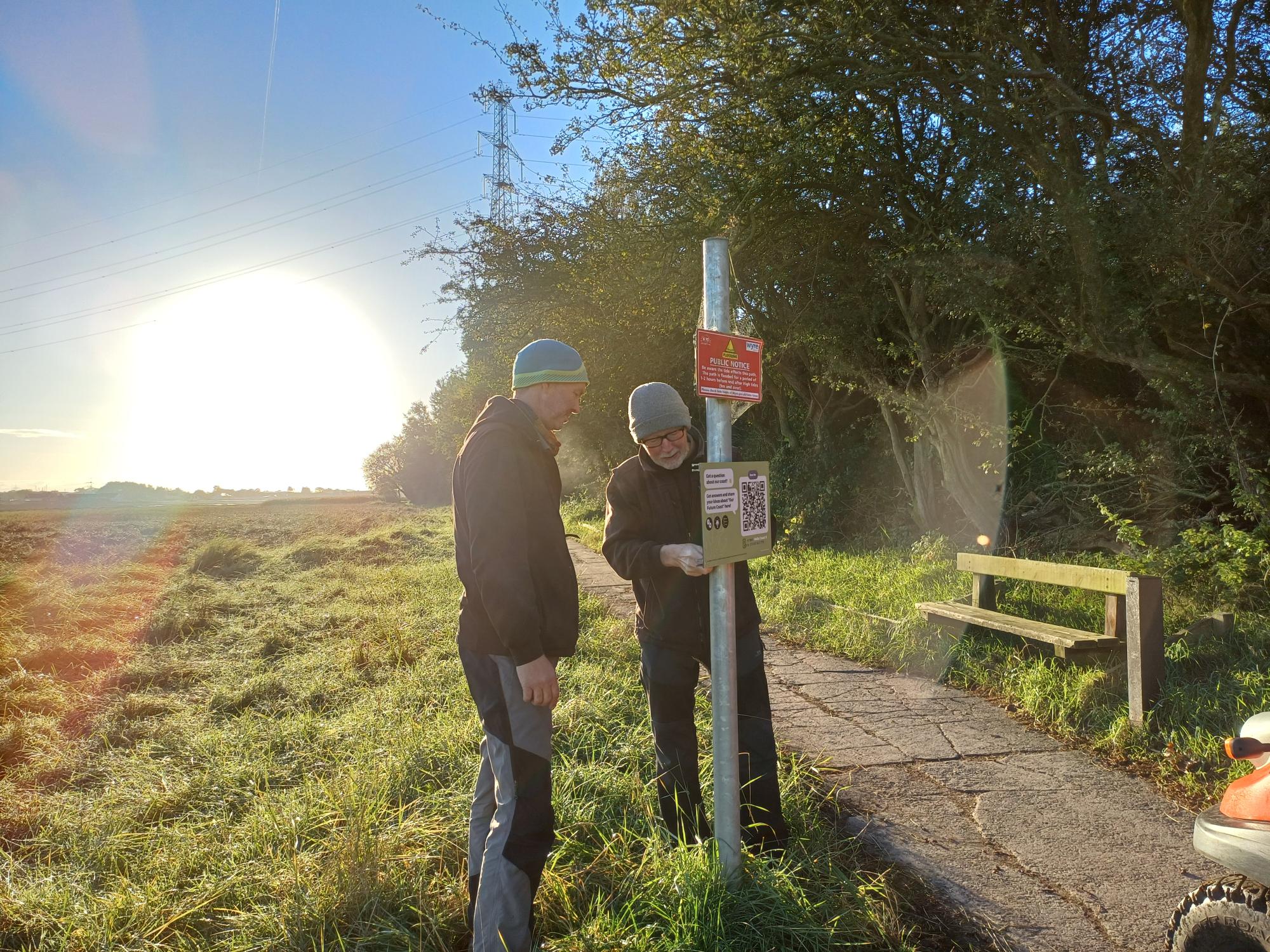 Hello coast and wyre ranger installing a sign