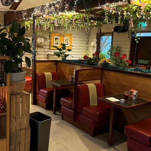 Seating booths inside the Wyreside café.