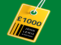 £1000 John Lewis tag hanging on string
