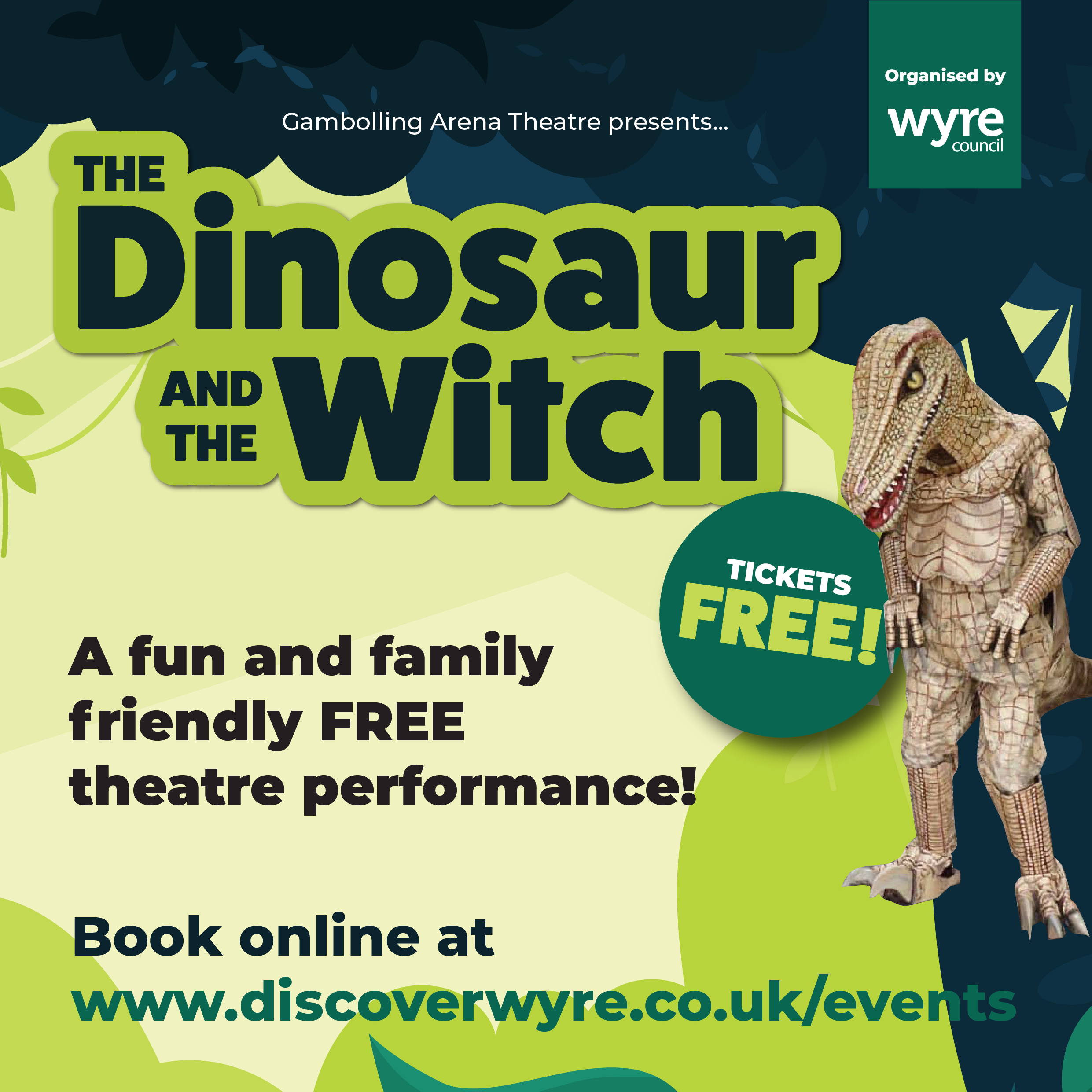 The dinosaur and the witch October 2024 free theatre show